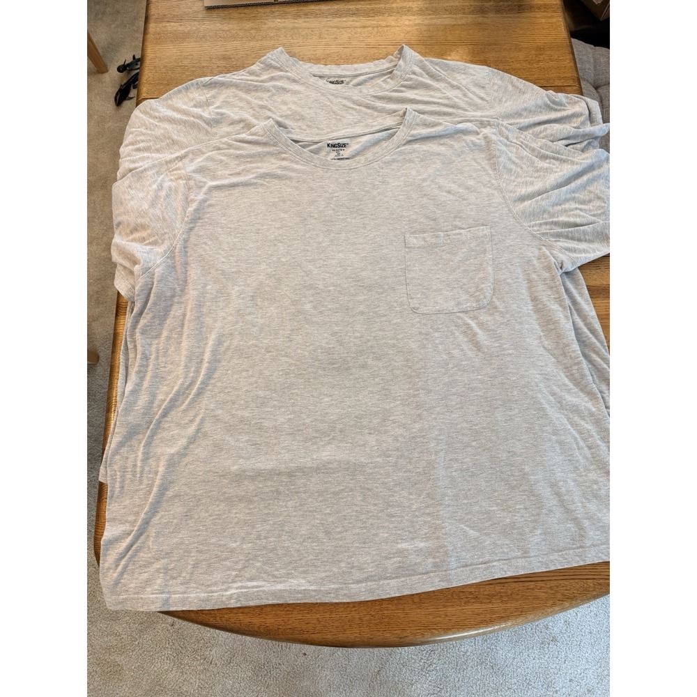 LOT of (2) Men's 6XL KingSize Pocket T-shirts Crew Neck Gray Big & Tall *FLAWS*